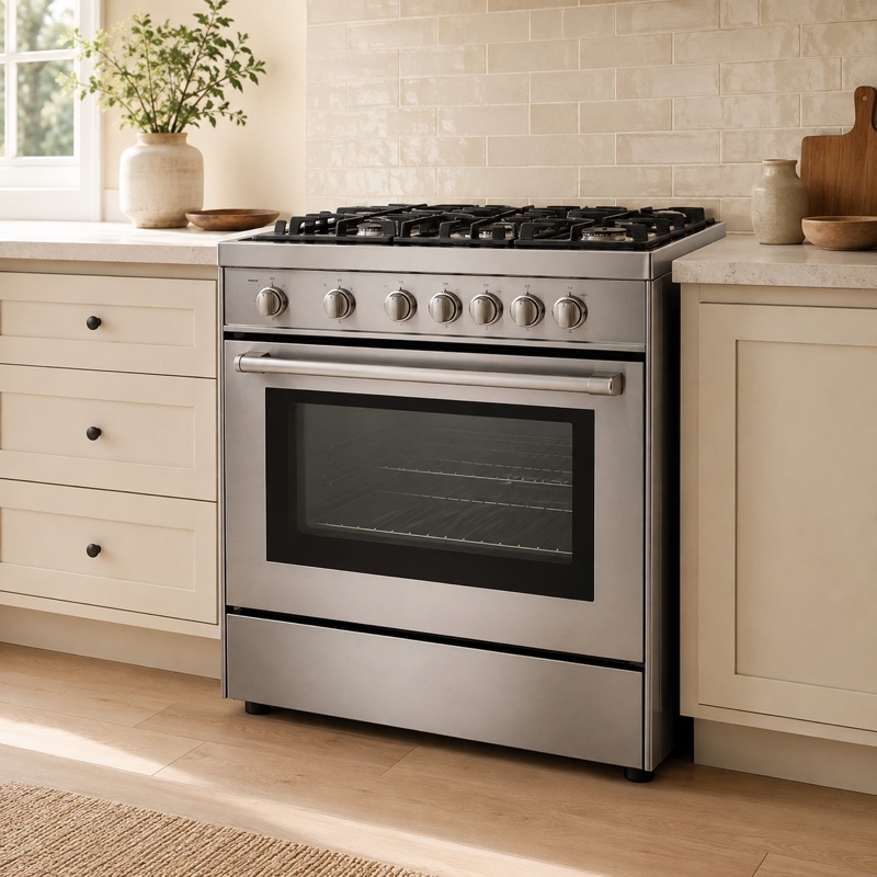 Freestanding kitchen range and stove